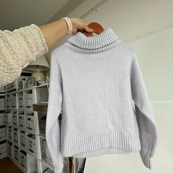 Something Navy Light Lilac Knit Turtleneck Sweater size Small - Picture 13 of 14